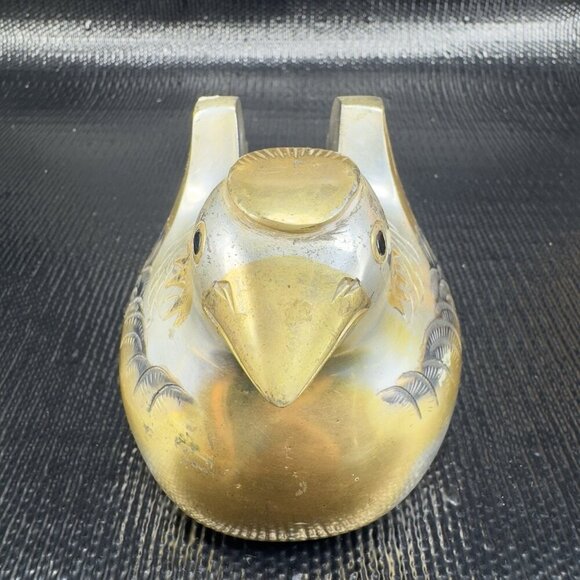 Antique Meiji Period Single Japanese Screen Holder Mandarin Duck Bird Gilt Heavy - Picture 6 of 11